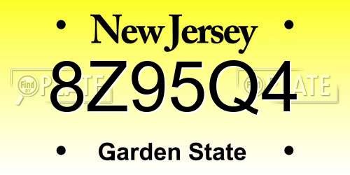 8Z95Q4 New Jersey License Plate