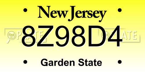 8Z98D4 New Jersey License Plate