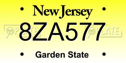 8ZA577 New Jersey License Plate
