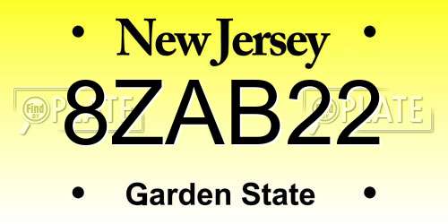 8ZAB22 New Jersey License Plate