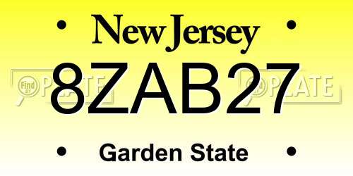 8ZAB27 New Jersey License Plate