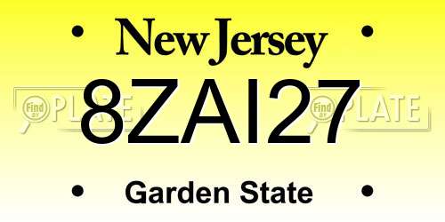 8ZAI27 New Jersey License Plate