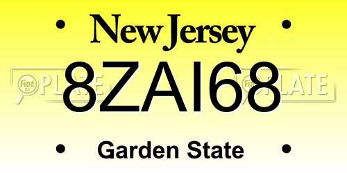 8ZAI68 New Jersey License Plate