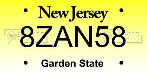 8ZAN58 New Jersey License Plate