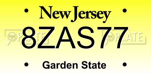 8ZAS77 New Jersey License Plate