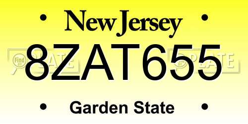 8ZAT655 New Jersey License Plate