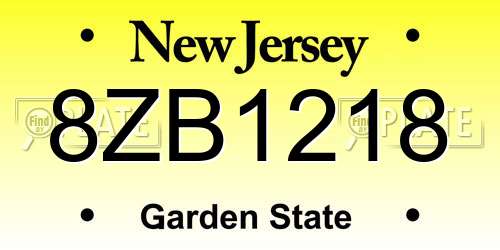 8ZB1218 New Jersey License Plate