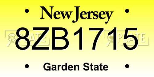 8ZB1715 New Jersey License Plate