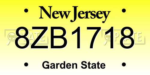 8ZB1718 New Jersey License Plate