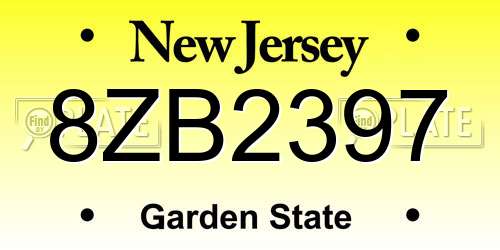 8ZB2397 New Jersey License Plate