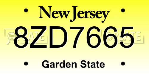 8ZD7665 New Jersey License Plate