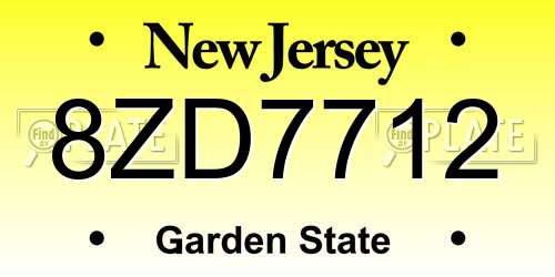 8ZD7712 New Jersey License Plate