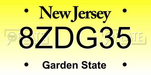 8ZDG35 New Jersey License Plate