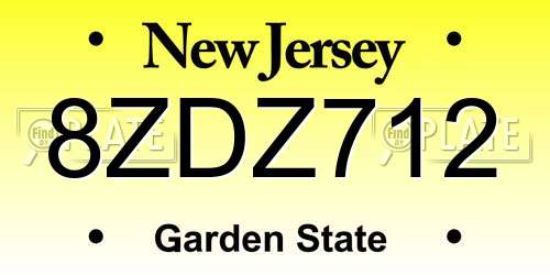 8ZDZ712 New Jersey License Plate