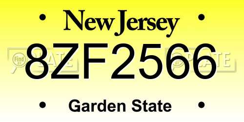 8ZF2566 New Jersey License Plate