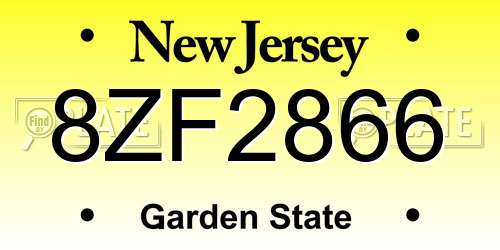 8ZF2866 New Jersey License Plate