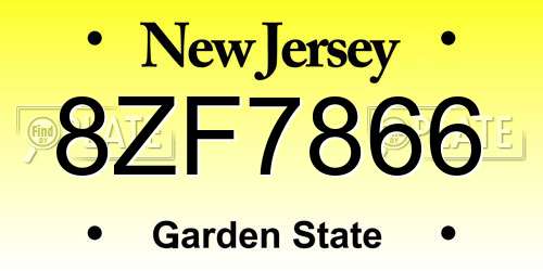 8ZF7866 New Jersey License Plate