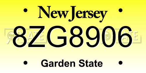 8ZG8906 New Jersey License Plate