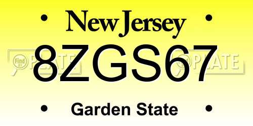 8ZGS67 New Jersey License Plate