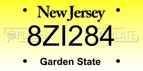 8ZI284 New Jersey License Plate