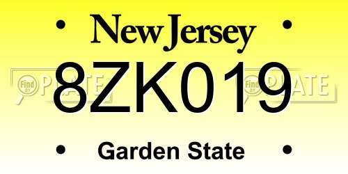 8ZK019 New Jersey License Plate