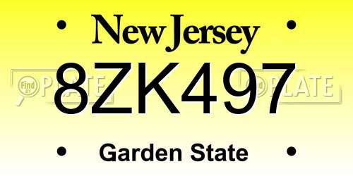 8ZK497 New Jersey License Plate