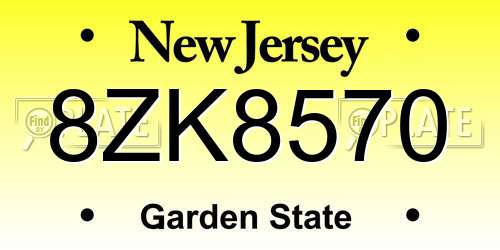 8ZK8570 New Jersey License Plate