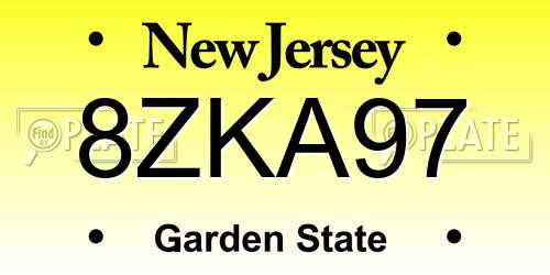 8ZKA97 New Jersey License Plate