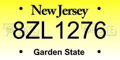 8ZL1276 New Jersey License Plate