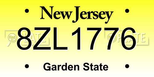 8ZL1776 New Jersey License Plate