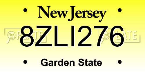8ZLI276 New Jersey License Plate