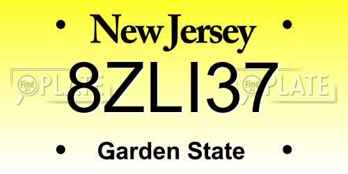 8ZLI37 New Jersey License Plate