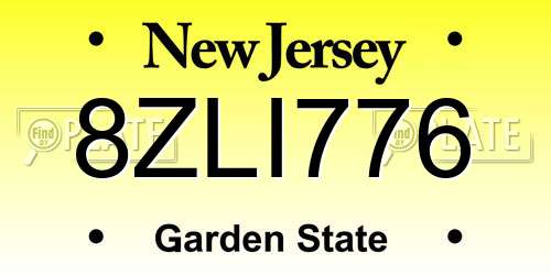 8ZLI776 New Jersey License Plate