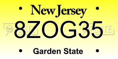 8ZOG35 New Jersey License Plate