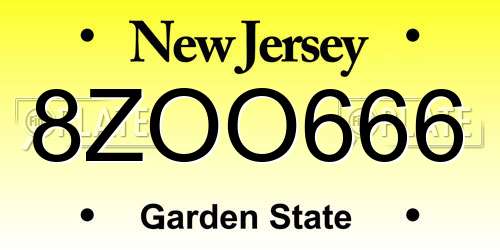 8ZOO666 New Jersey License Plate