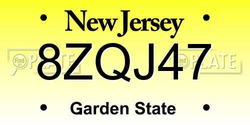 8ZQJ47 New Jersey License Plate