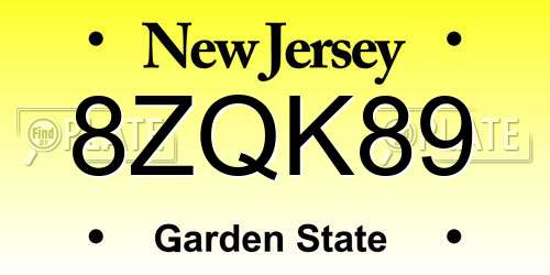 8ZQK89 New Jersey License Plate