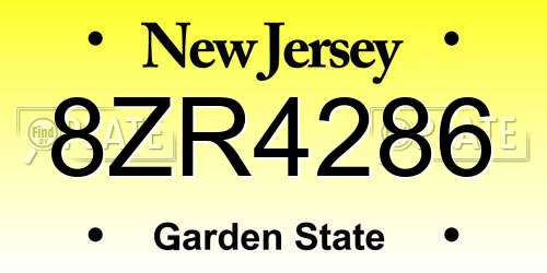 8ZR4286 New Jersey License Plate