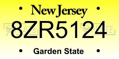 8ZR5124 New Jersey License Plate