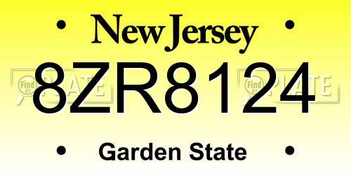 8ZR8124 New Jersey License Plate