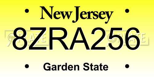 8ZRA256 New Jersey License Plate