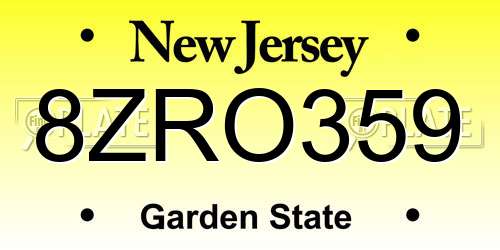 8ZRO359 New Jersey License Plate