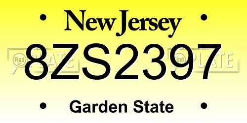 8ZS2397 New Jersey License Plate