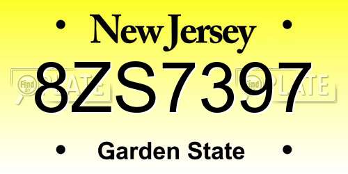 8ZS7397 New Jersey License Plate