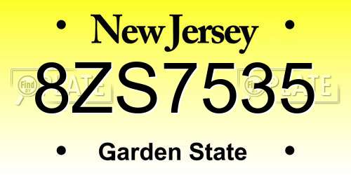 8ZS7535 New Jersey License Plate
