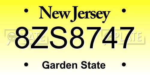 8ZS8747 New Jersey License Plate