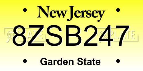 8ZSB247 New Jersey License Plate