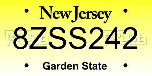 8ZSS242 New Jersey License Plate