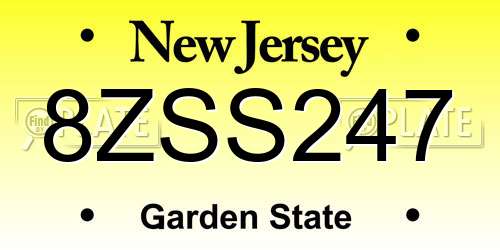 8ZSS247 New Jersey License Plate