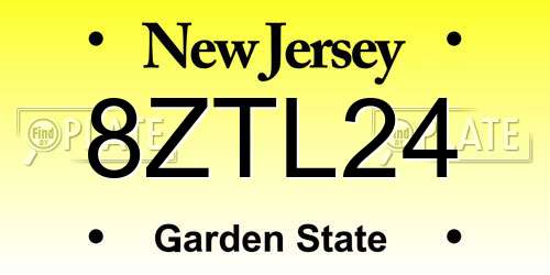 8ZTL24 New Jersey License Plate